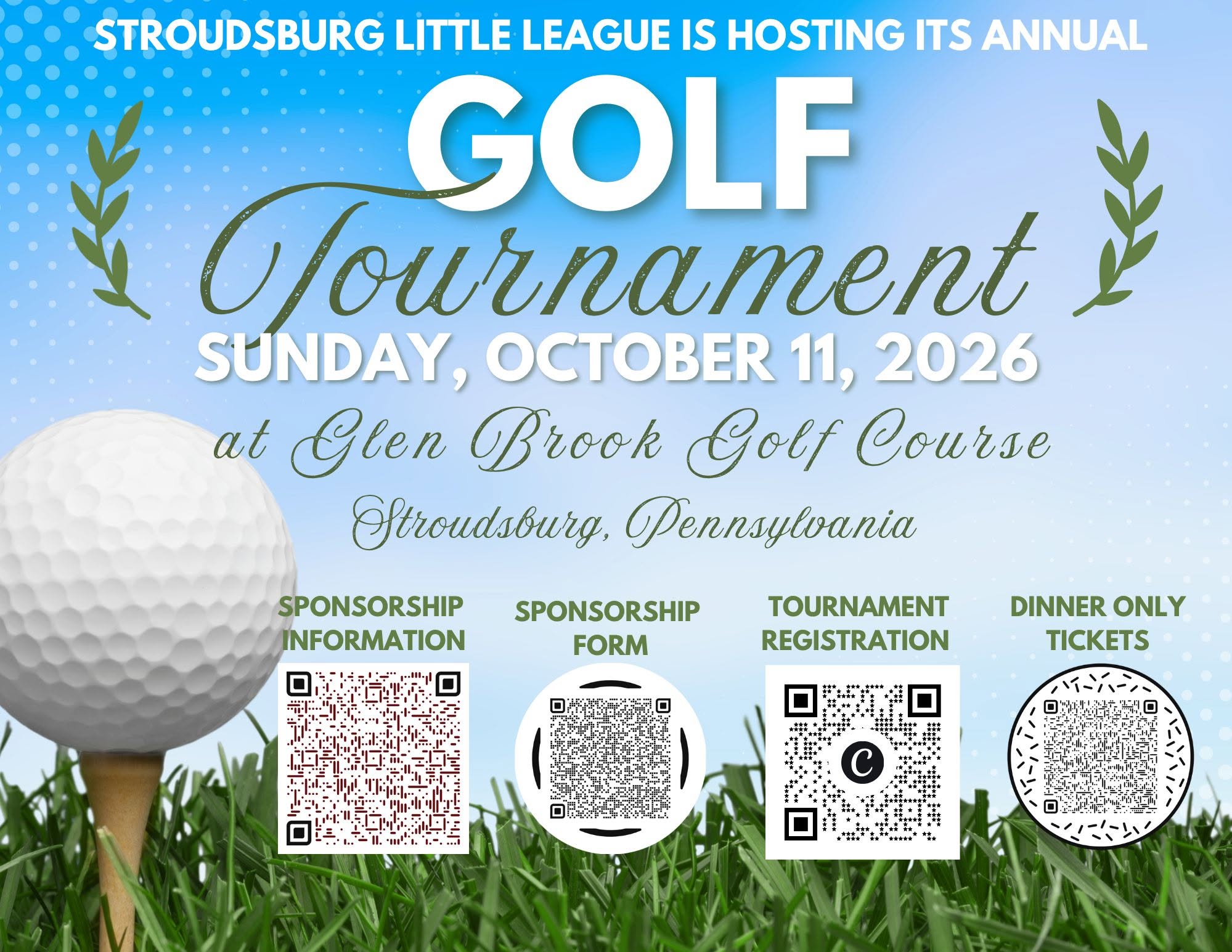 Stroudsburg Little League Annual Golf Tournament - October 11, 2026